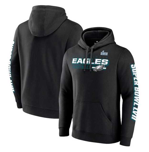 Men's Black Philadelphia Eagles Super Bowl LVII Star Trail Pullover Hoodie